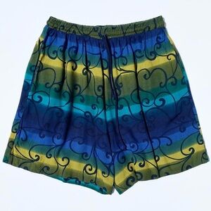 Vintage Caliché Hippie Bohemian Swirl Print Shorts Women's Medium Summer Beach